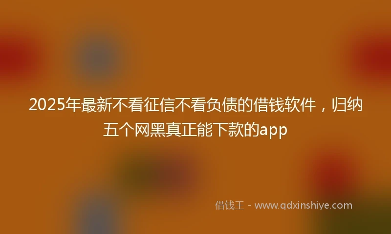 2025年最新不看征信不看负债的借钱软件，归纳五个网黑真正能下款的app