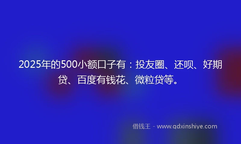 2025年的500小额口子有：投友圈、还呗、好期贷、百度有钱花、微粒贷等。