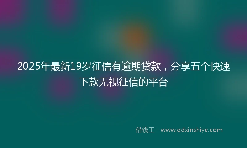 2025年最新19岁征信有逾期贷款，分享五个快速下款无视征信的平台