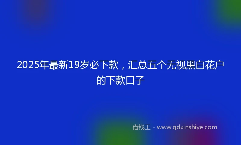 2025年最新19岁必下款，汇总五个无视黑白花户的下款口子