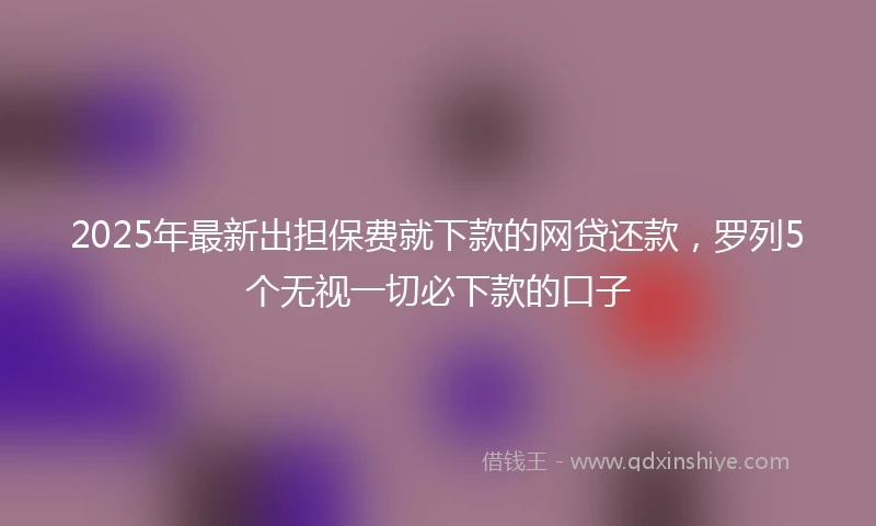 2025年最新出担保费就下款的网贷还款，罗列5个无视一切必下款的口子