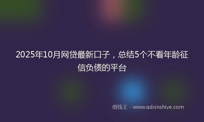 2025年10月网贷最新口子，总结5个不看年龄征信负债的平台