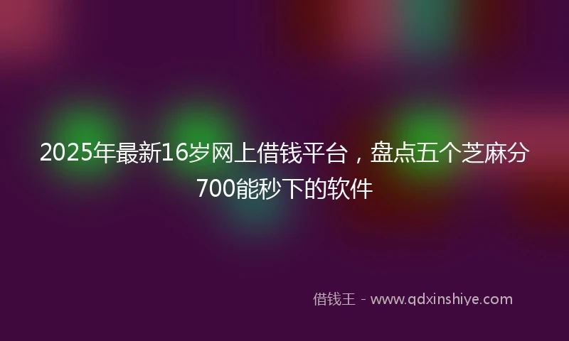 2025年最新16岁网上借钱平台，盘点五个芝麻分700能秒下的软件