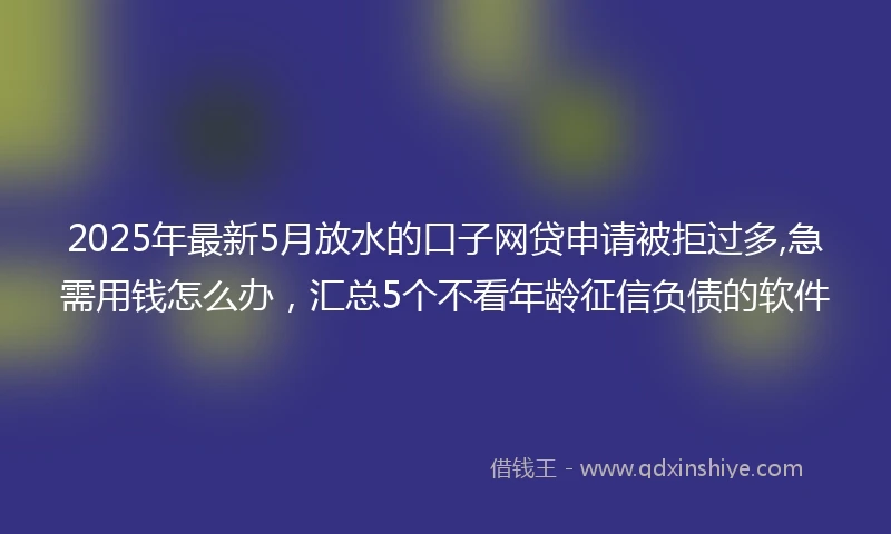 2025年最新5月放水的口子网贷申请被拒过多,急需用钱怎么办，汇总5个不看年龄征信负债的软件