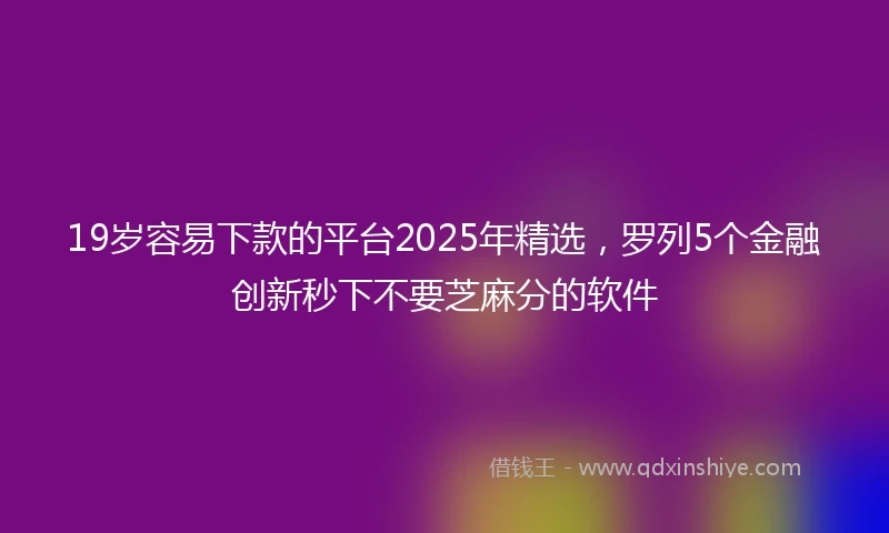 19岁容易下款的平台2025年精选，罗列5个金融创新秒下不要芝麻分的软件