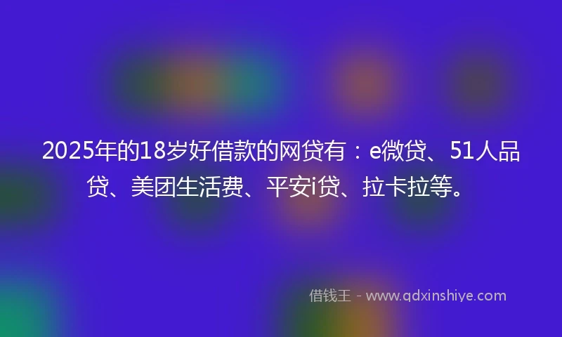 2025年的18岁好借款的网贷有：e微贷、51人品贷、美团生活费、平安i贷、拉卡拉等。