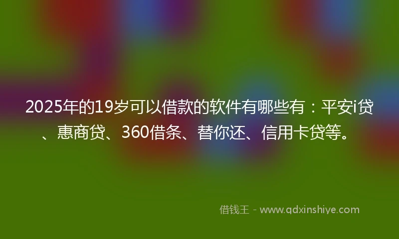 2025年的19岁可以借款的软件有哪些有：平安i贷、惠商贷、360借条、替你还、信用卡贷等。