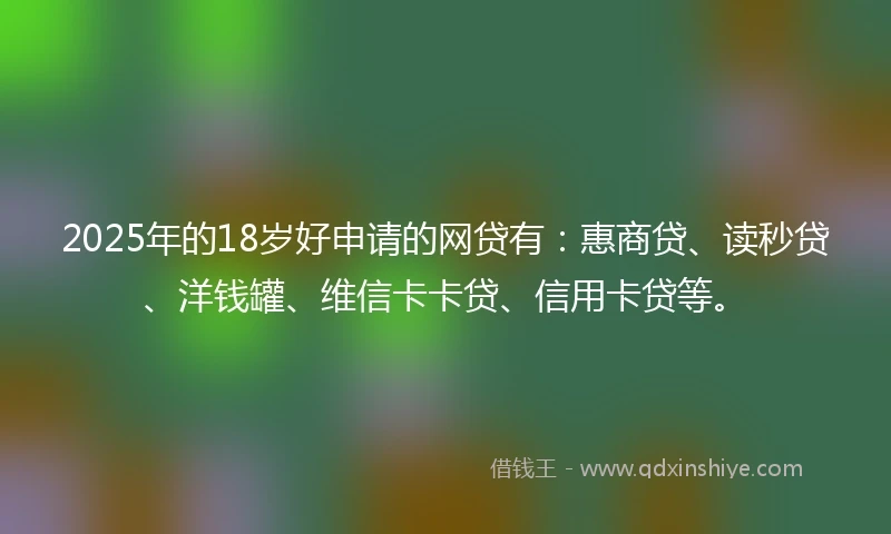 2025年的18岁好申请的网贷有：惠商贷、读秒贷、洋钱罐、维信卡卡贷、信用卡贷等。