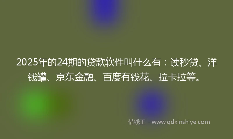 2025年的24期的贷款软件叫什么有：读秒贷、洋钱罐、京东金融、百度有钱花、拉卡拉等。