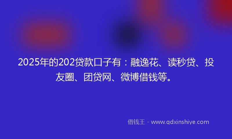 2025年的202贷款口子有：融逸花、读秒贷、投友圈、团贷网、微博借钱等。