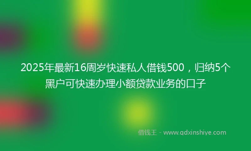 2025年最新16周岁快速私人借钱500，归纳5个黑户可快速办理小额贷款业务的口子
