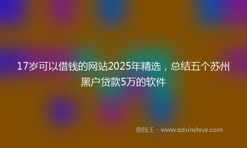 17岁可以借钱的网站2025年精选，总结五个苏州黑户贷款5万的软件