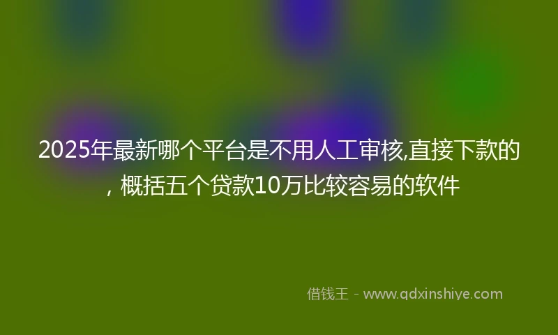 2025年最新哪个平台是不用人工审核,直接下款的，概括五个贷款10万比较容易的软件