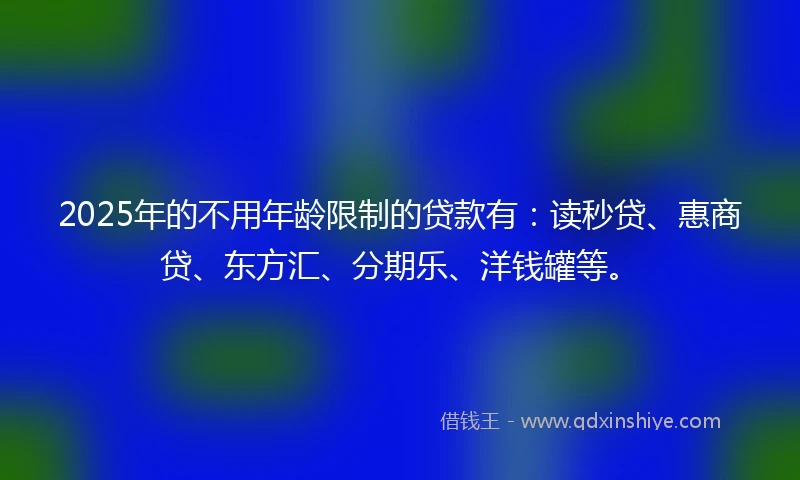 2025年的不用年龄限制的贷款有：读秒贷、惠商贷、东方汇、分期乐、洋钱罐等。