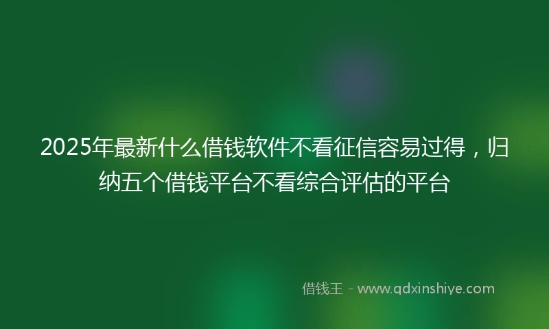 2025年最新什么借钱软件不看征信容易过得，归纳五个借钱平台不看综合评估的平台