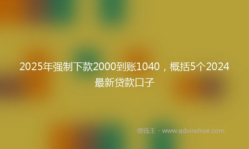 2025年强制下款2000到账1040，概括5个2024最新贷款口子