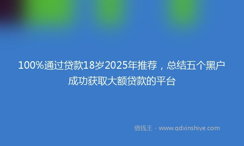 100%通过贷款18岁2025年推荐，总结五个黑户成功获取大额贷款的平台