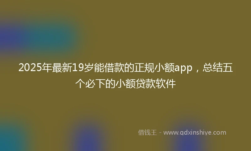 2025年最新19岁能借款的正规小额app，总结五个必下的小额贷款软件