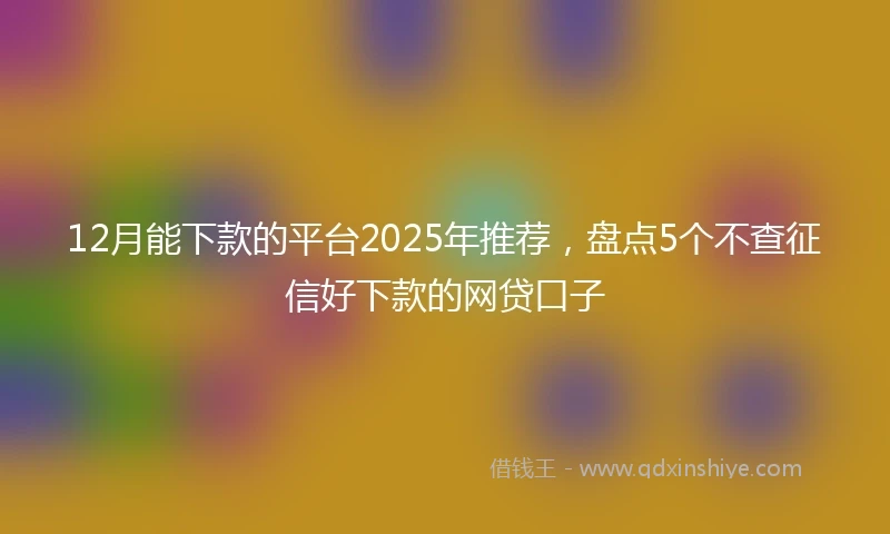 12月能下款的平台2025年推荐，盘点5个不查征信好下款的网贷口子