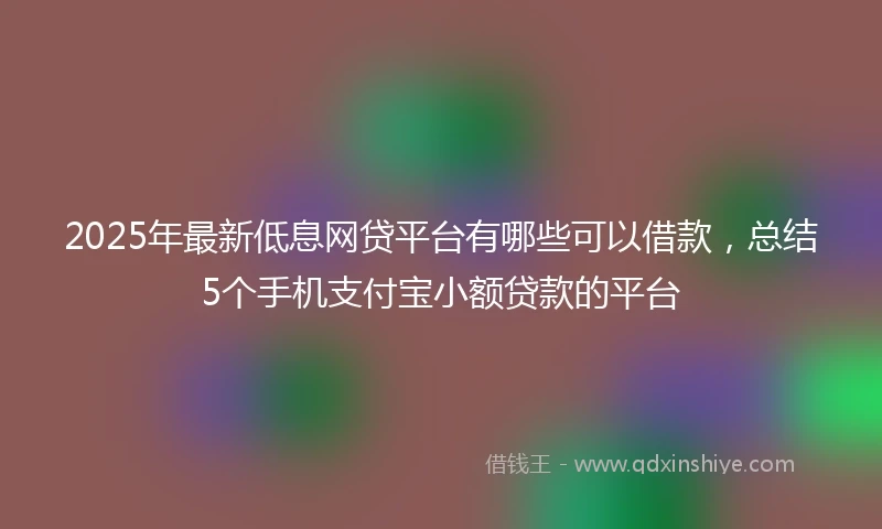 2025年最新低息网贷平台有哪些可以借款，总结5个手机支付宝小额贷款的平台