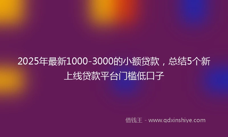 2025年最新1000-3000的小额贷款，总结5个新上线贷款平台门槛低口子