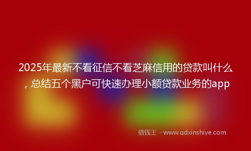 2025年最新不看征信不看芝麻信用的贷款叫什么，总结五个黑户可快速办理小额贷款业务的app