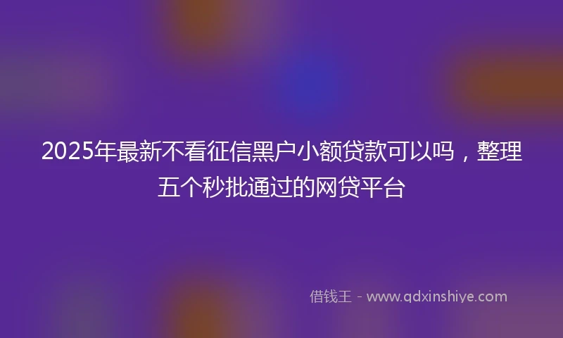 2025年最新不看征信黑户小额贷款可以吗，整理五个秒批通过的网贷平台