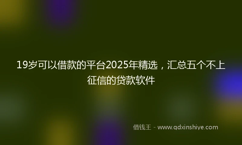 19岁可以借款的平台2025年精选，汇总五个不上征信的贷款软件