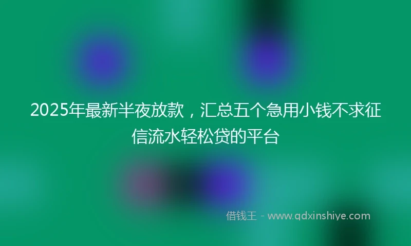 2025年最新半夜放款，汇总五个急用小钱不求征信流水轻松贷的平台