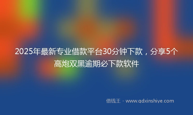 2025年最新专业借款平台30分钟下款，分享5个高炮双黑逾期必下款软件