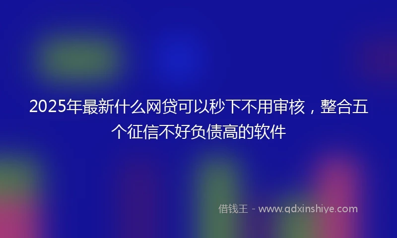 2025年最新什么网贷可以秒下不用审核，整合五个征信不好负债高的软件