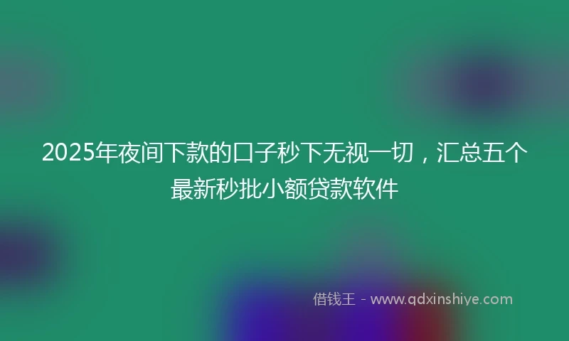 2025年夜间下款的口子秒下无视一切，汇总五个最新秒批小额贷款软件