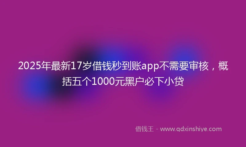 2025年最新17岁借钱秒到账app不需要审核，概括五个1000元黑户必下小贷