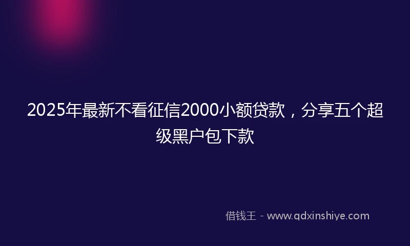 2025年最新不看征信2000小额贷款，分享五个超级黑户包下款