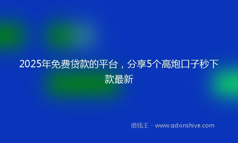2025年免费贷款的平台，分享5个高炮口子秒下款最新