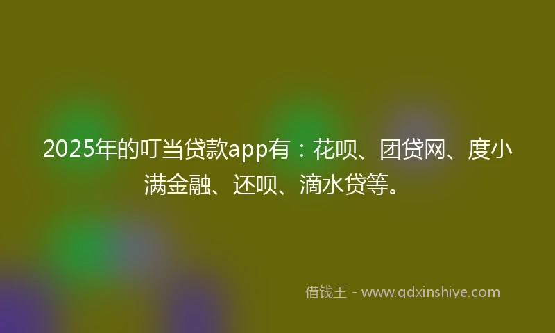 2025年的叮当贷款app有：花呗、团贷网、度小满金融、还呗、滴水贷等。