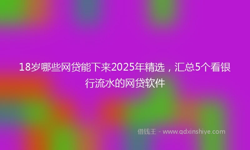 18岁哪些网贷能下来2025年精选，汇总5个看银行流水的网贷软件