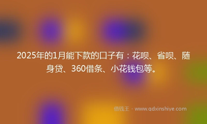 2025年的1月能下款的口子有：花呗、省呗、随身贷、360借条、小花钱包等。