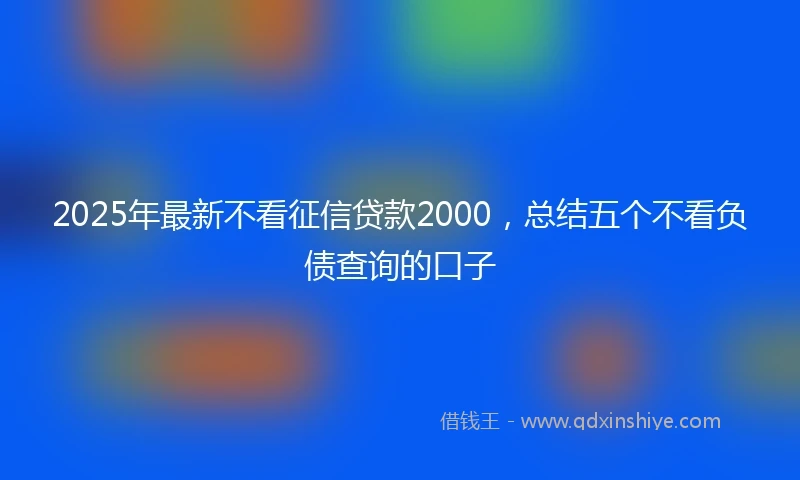 2025年最新不看征信贷款2000，总结五个不看负债查询的口子