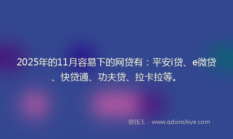 2025年的11月容易下的网贷有：平安i贷、e微贷、快贷通、功夫贷、拉卡拉等。