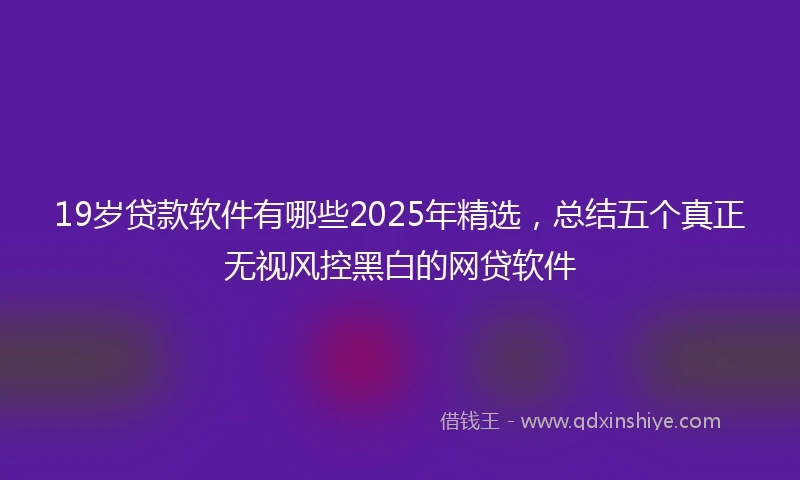 19岁贷款软件有哪些2025年精选，总结五个真正无视风控黑白的网贷软件