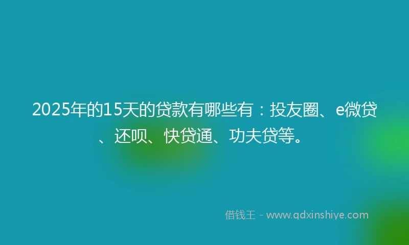 2025年的15天的贷款有哪些有：投友圈、e微贷、还呗、快贷通、功夫贷等。