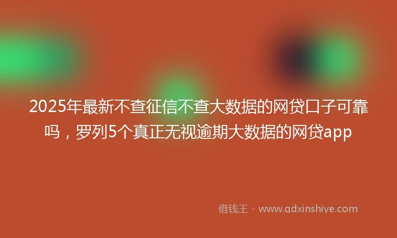 2025年最新不查征信不查大数据的网贷口子可靠吗，罗列5个真正无视逾期大数据的网贷app