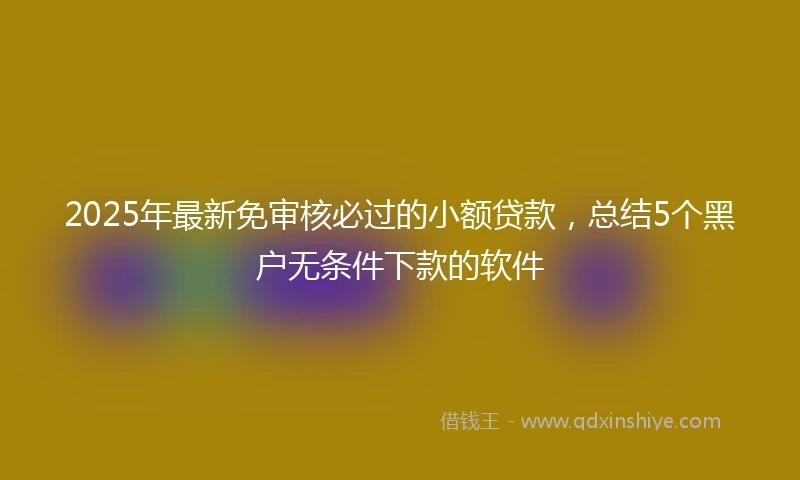 2025年最新免审核必过的小额贷款，总结5个黑户无条件下款的软件