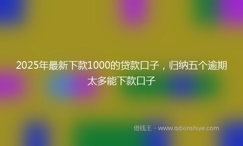 2025年最新下款1000的贷款口子，归纳五个逾期太多能下款口子