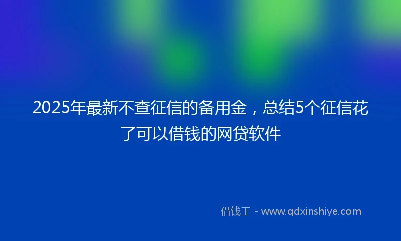 2025年最新不查征信的备用金，总结5个征信花了可以借钱的网贷软件