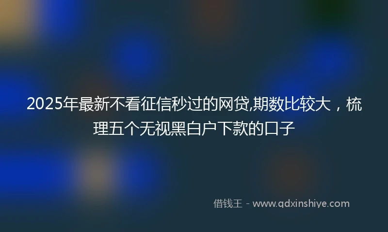 2025年最新不看征信秒过的网贷,期数比较大，梳理五个无视黑白户下款的口子