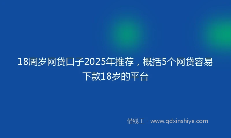 18周岁网贷口子2025年推荐，概括5个网贷容易下款18岁的平台