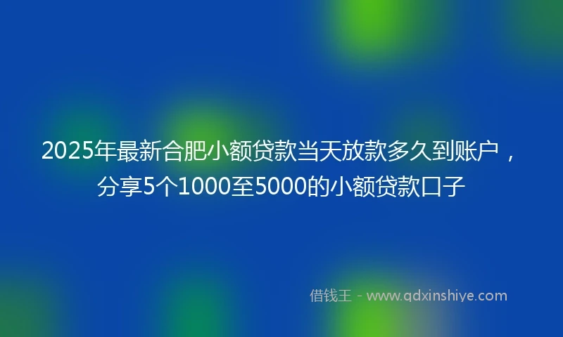2025年最新合肥小额贷款当天放款多久到账户，分享5个1000至5000的小额贷款口子