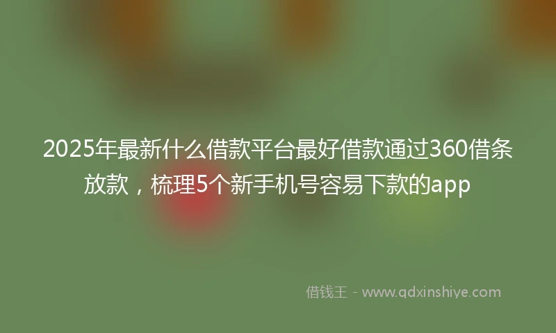 2025年最新什么借款平台最好借款通过360借条放款，梳理5个新手机号容易下款的app